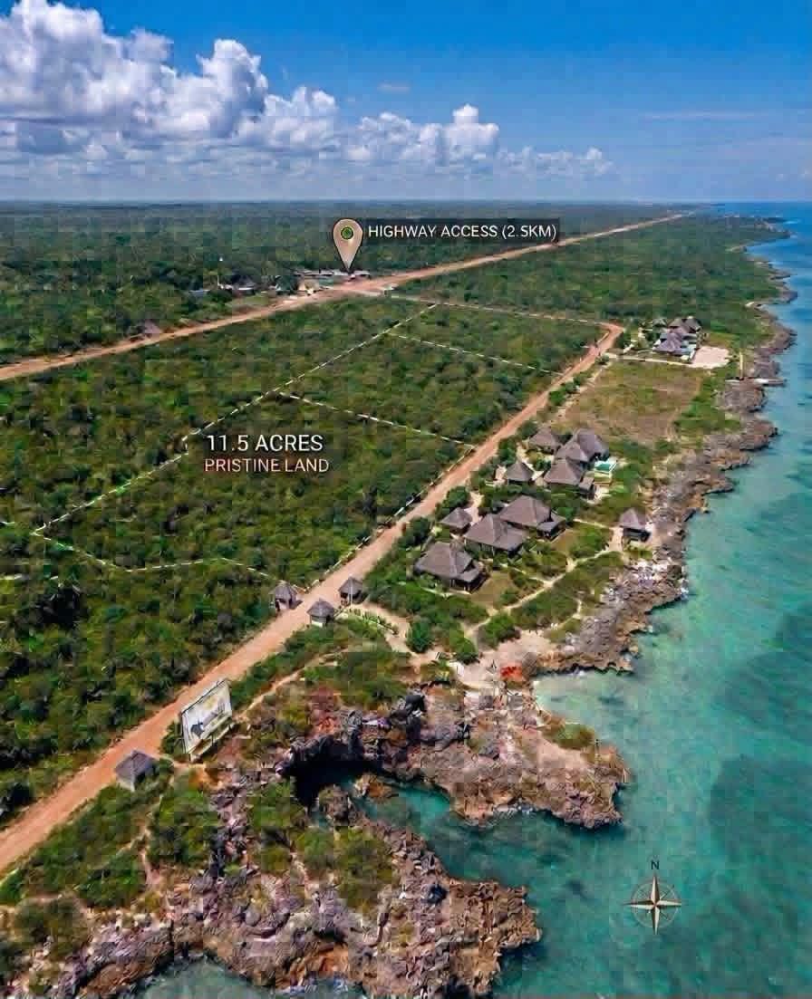 11.5 acres plot for sale in tiwi, kwale