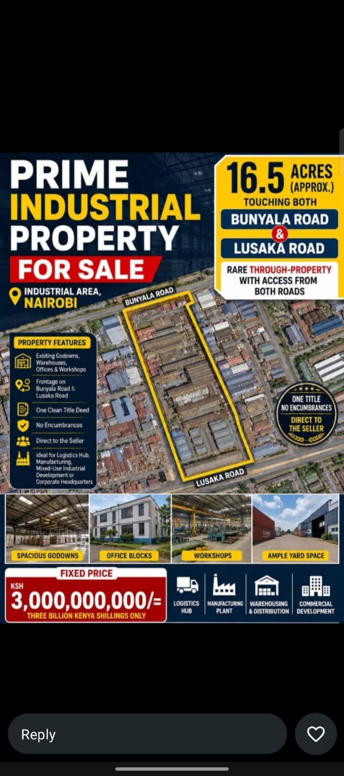 16.5 acre land for sale in industrial area