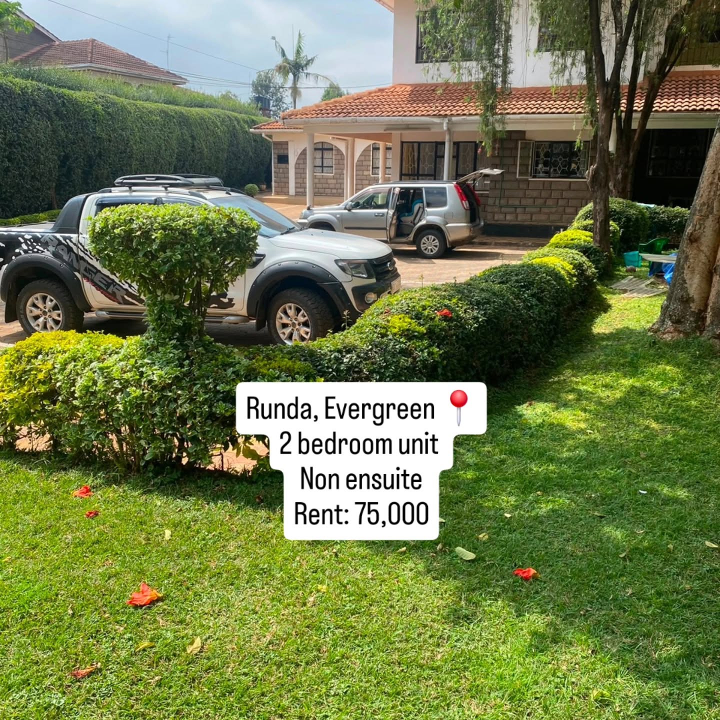 2 bedroom own compound to let in runda evergreen