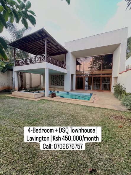4-Bedroom + DSQ Townhouse to let in Lavington