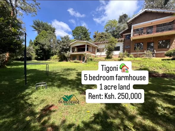 5-BEDROOM MAISONETTE FARM HOUSE ON 1ACRE TO LET IN TIGONI