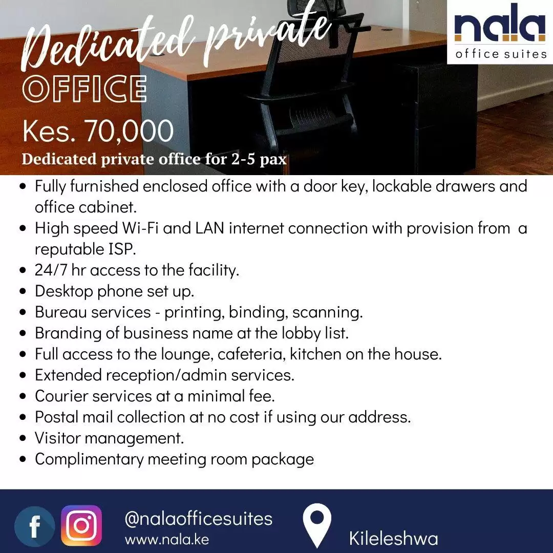 Furnished offices to let in Kileleshwa Image