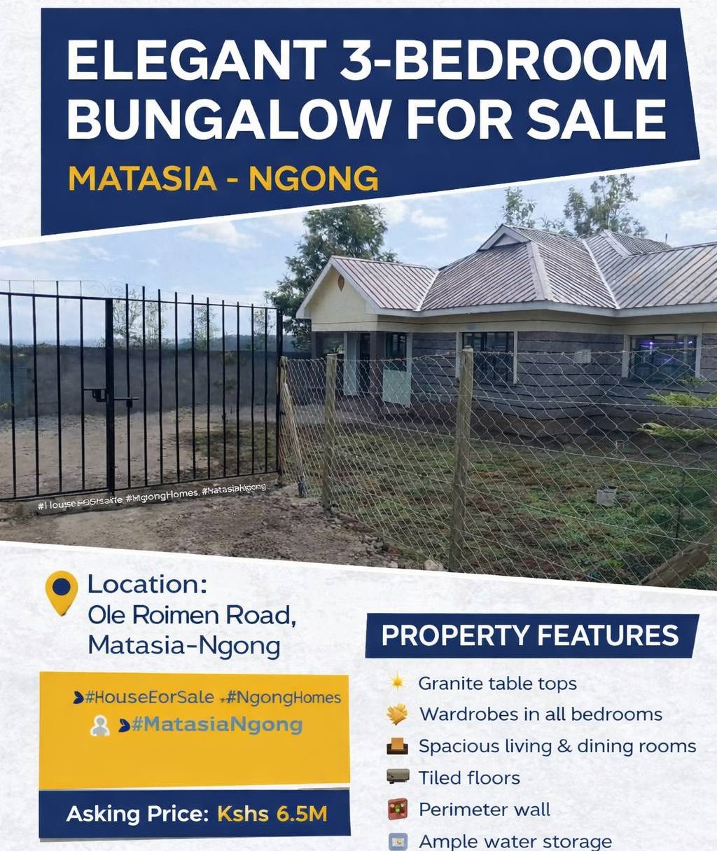 ✨ ELEGANT 3-BEDROOM BUNGALOW FOR SALE IN MATASIA, NGONG