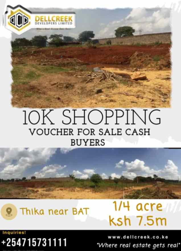 Quatre acre plot for sale in Thika near BAT