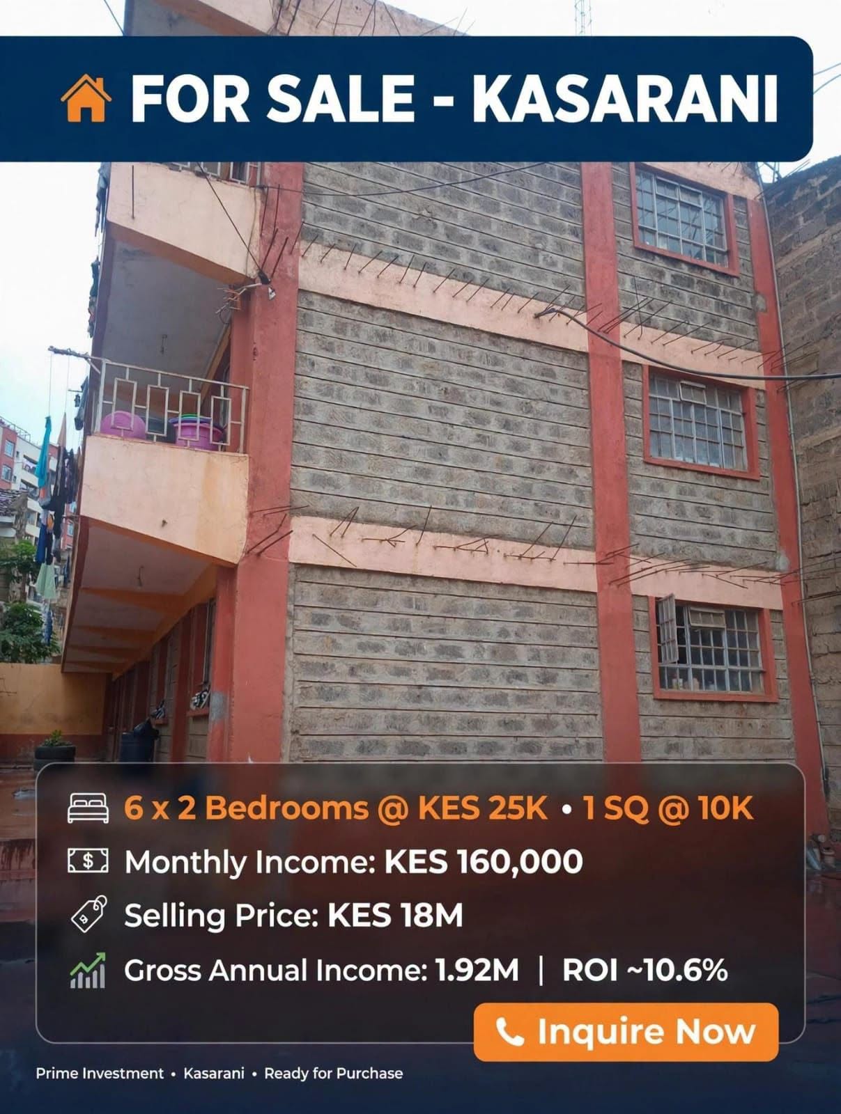 prime block of apartment for sale in kasarani