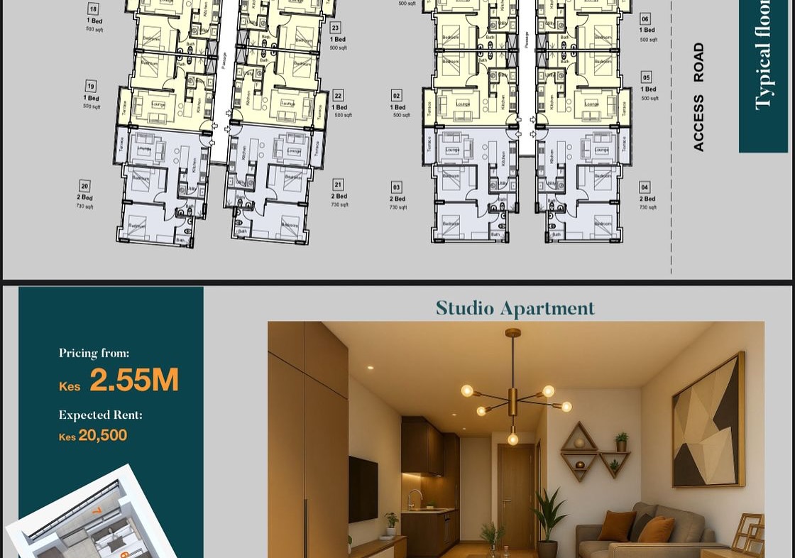 Studio, 1 and 2 bedroom apartment for sale in New Kitisuru Image